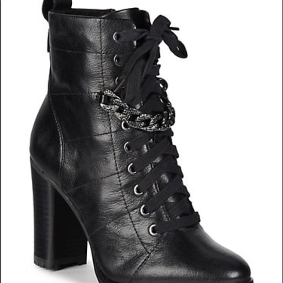 NEW LAGERFELD PARIS JADA LACE UP BOOTIES BLACK - Picture 3 of 7
